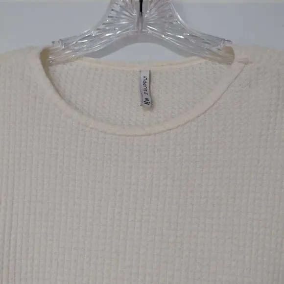 Z Supply Top Women's Thermal Waffle Knit Boho Laced Side Ties Oversized Cozy XS - Picture 8 of 13